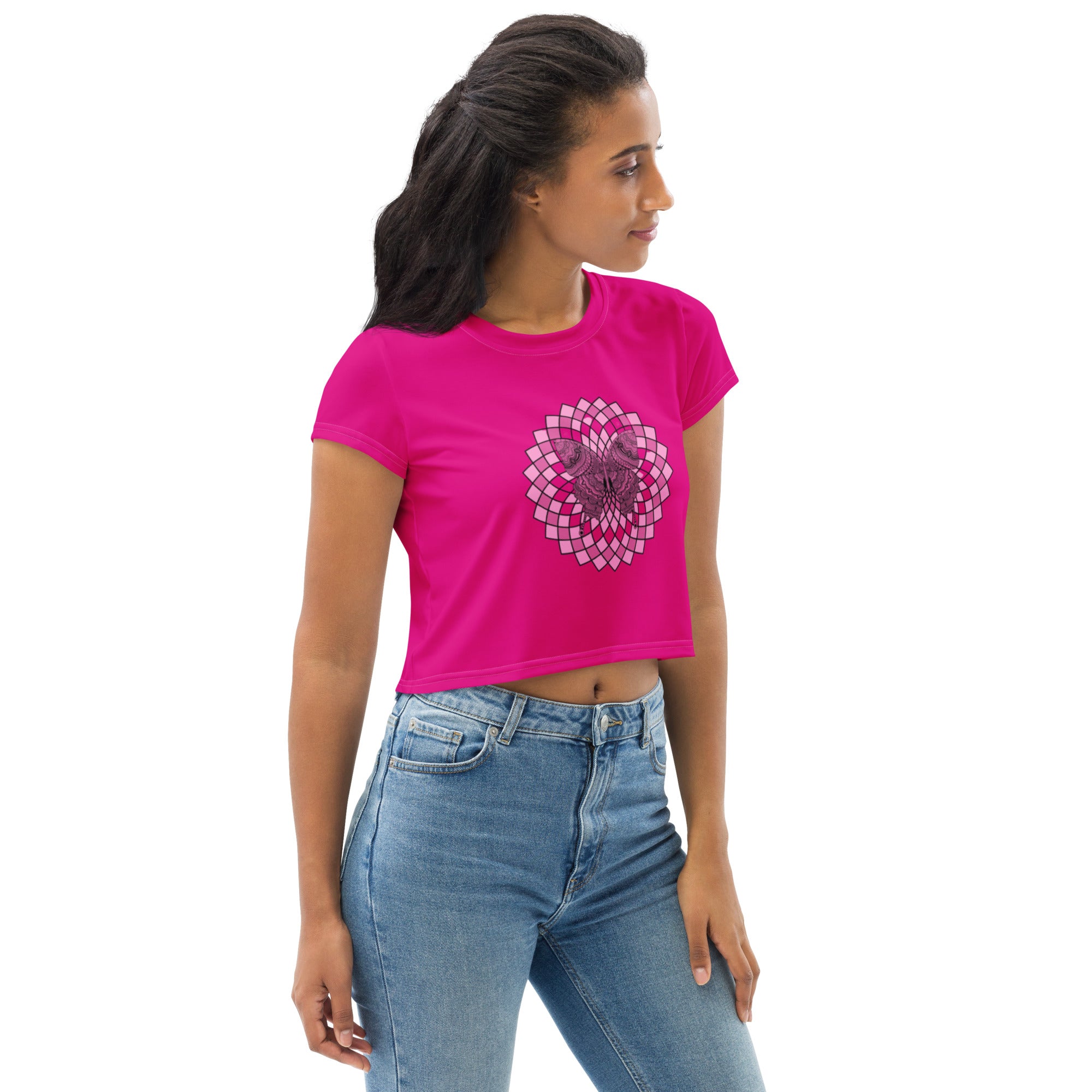 SHE REBEL - Butterfly Mandala Print Crop Top